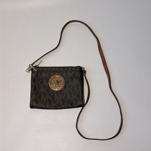 Michael Kors Gold And Brown Crossbody Bag